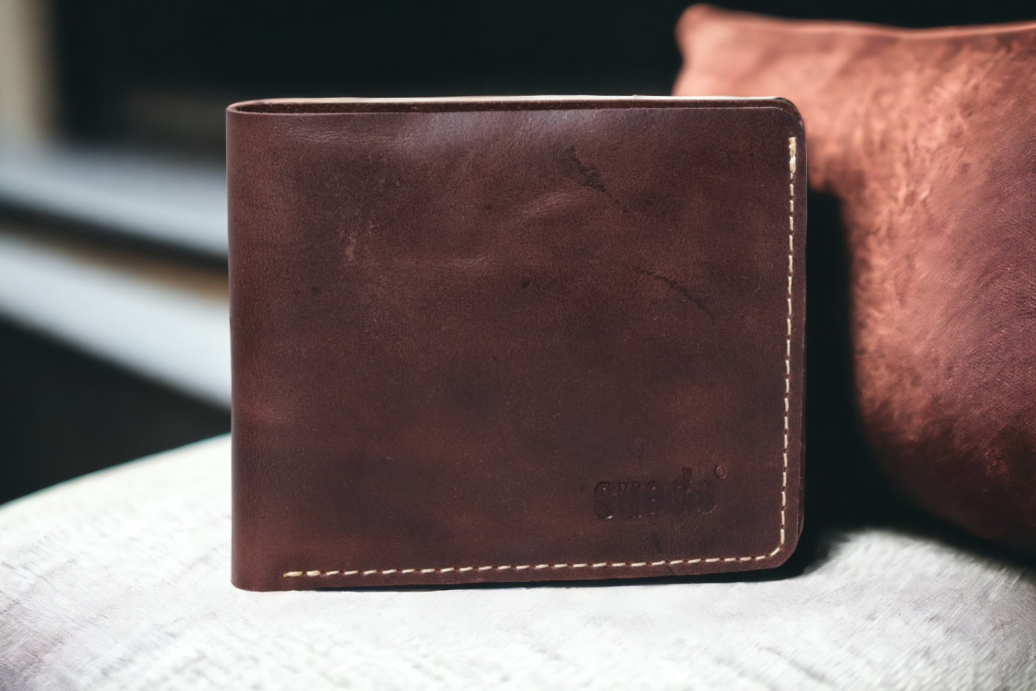 Brown leather Men's wallet Handmade