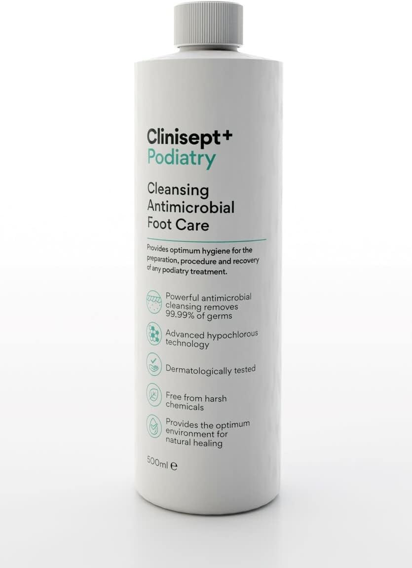 Clinisept Podiatry 500ml - Hypochlorous Acid Skin Cleanser - Professional Foot Care Solution for Clinics - Pre, During and Post-Procedure Hygiene - pH-Neutral, Alcohol-Free