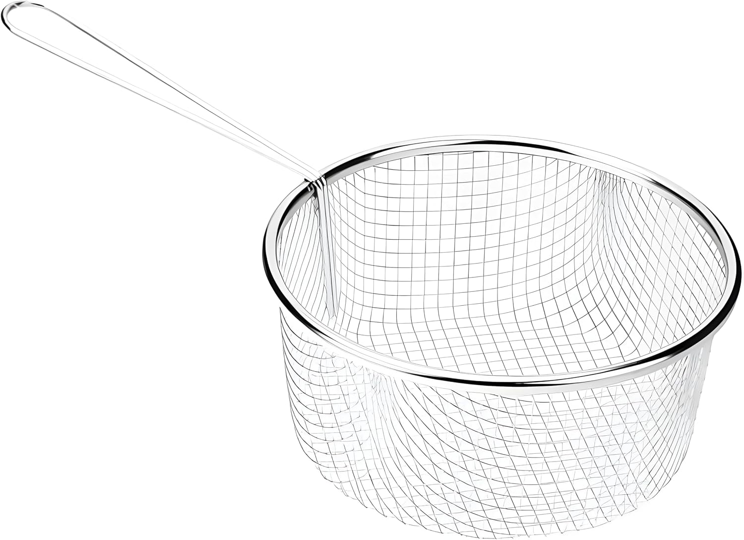 Stainless Steel Chip Frying Basket 7 Inch | Deep Fat Fryer Wire Mesh with Long Handle | Fits 18–22cm Pans | Ideal for Chips Chicken Veg | Silver